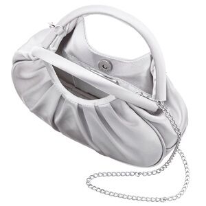 Nina Bren Evening Bag in Silver Satin